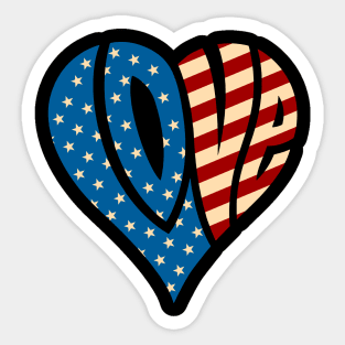 Love USA 4th July Sticker